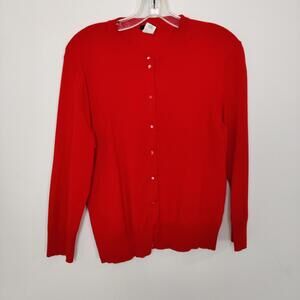 J. Crew Red Button-Up Cardigan Sweater